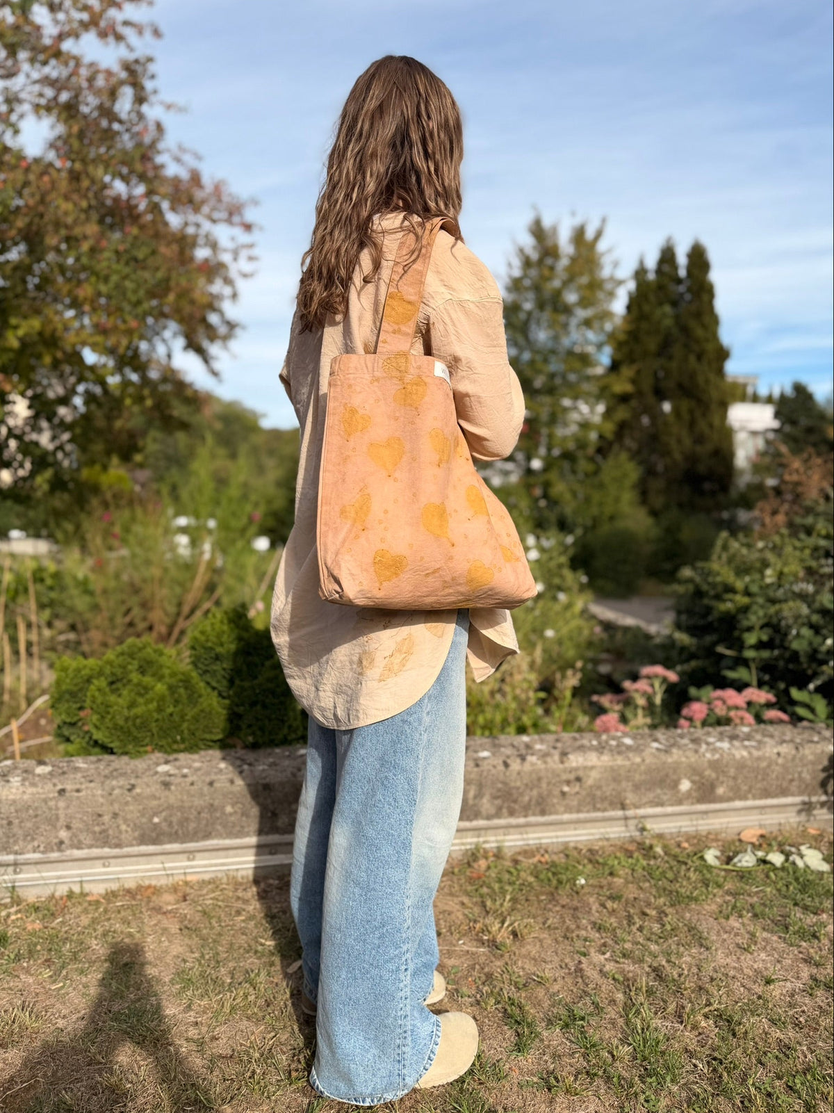 Botanically dyed tote bag - Eukalyptus Hearts