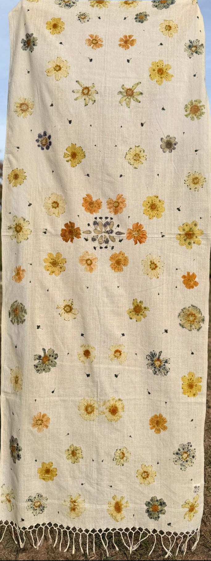 Botanically dyed shawl - Cosmea