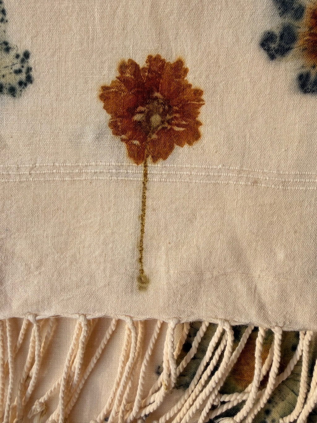 Botanically dyed shawl - Cosmea & Coreopsis