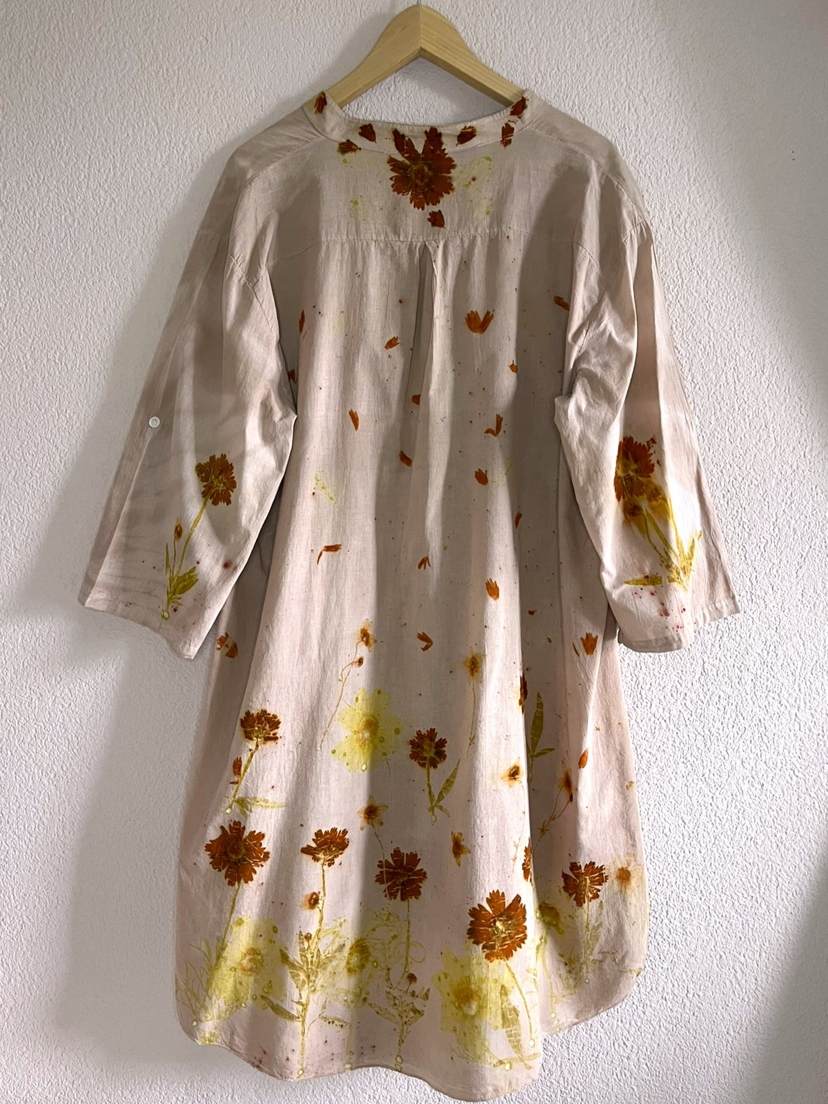Bloom Again - lange Baumwollbluse rosa & orange