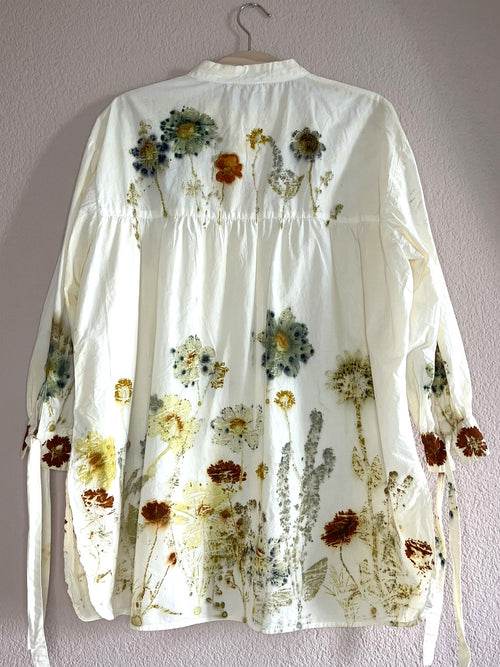 Bloom Again - lange Baumwollbluse mit Sommerblumen